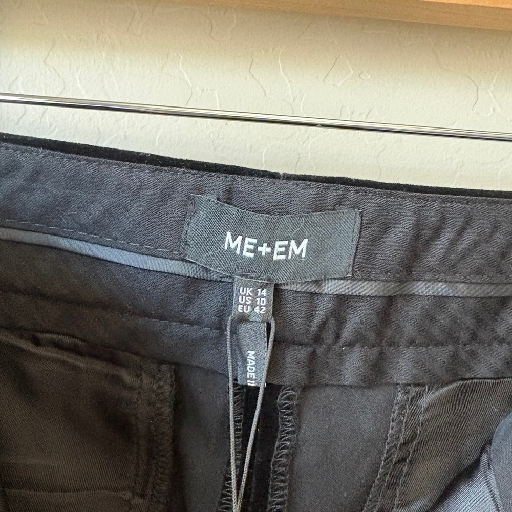NWT ME+EM Trousers Italian Velvet Slim Crop Trouser Pants Black Size 10 - Picture 7 of 10